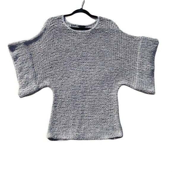 Theory Davini Zebra Alpaca Wool Marled Kimono Sleeve Sweater Gray Gold Sz S - Picture 14 of 14